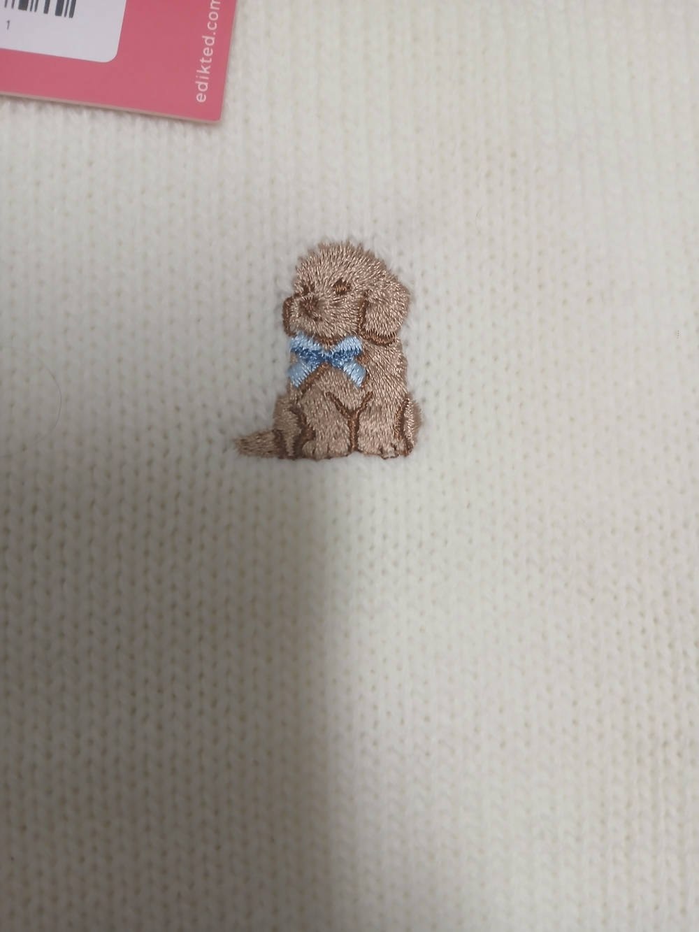 Edikted Ivory Crewneck Sweater with Small Embroidered Logo - Picture 5 of 6